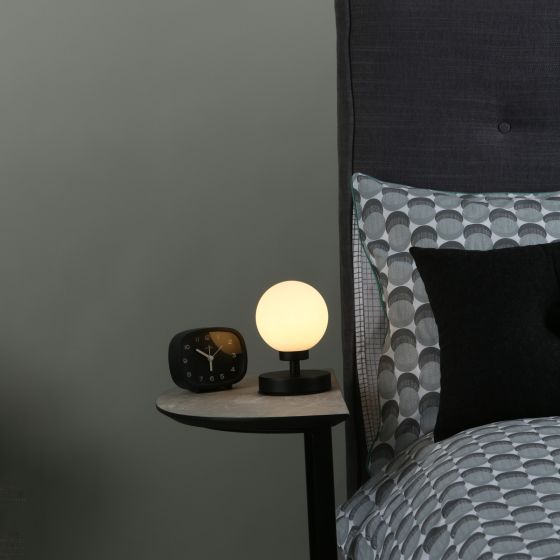 Där Lighting Esben Touch Table Lamp Matt Black With Opal Glass