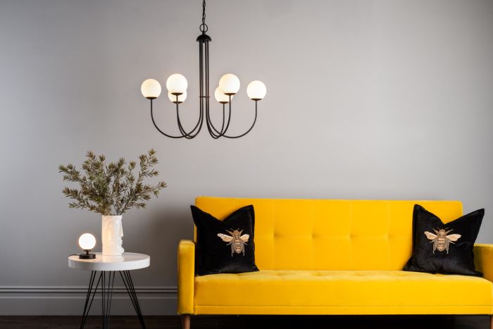 Där Lighting Esben Touch Table Lamp Matt Black With Opal Glass