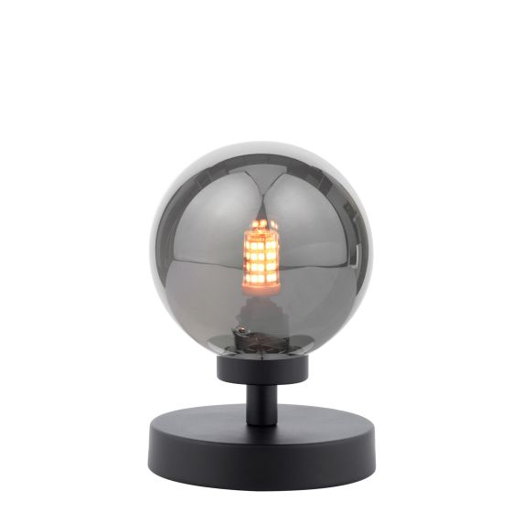 där lighting Esben Touch Table Lamp Matt Black With Smoked Glass