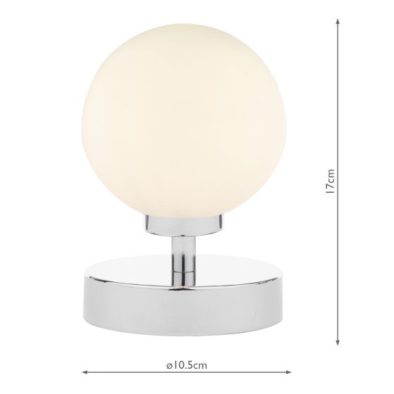 Där Lighting Esben Touch Table Lamp Polished Chrome With Opal Glass