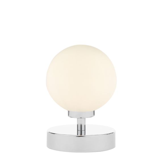 där lighting Esben Touch Table Lamp Polished Chrome With Opal Glass