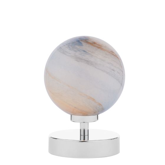 Där Lighting Esben Touch Table Lamp Polished Chrome With Planet Glass