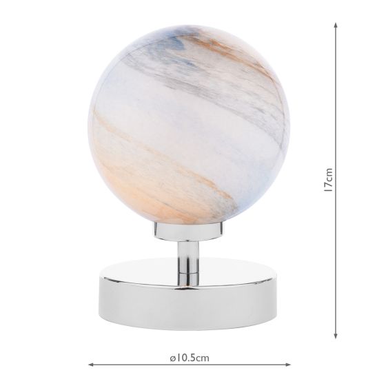 Där Lighting Esben Touch Table Lamp Polished Chrome With Planet Glass