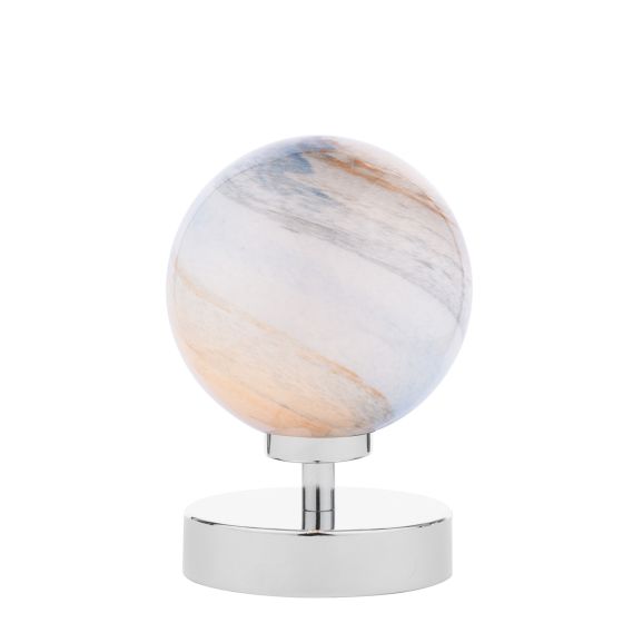 där lighting Esben Touch Table Lamp Polished Chrome With Planet Glass