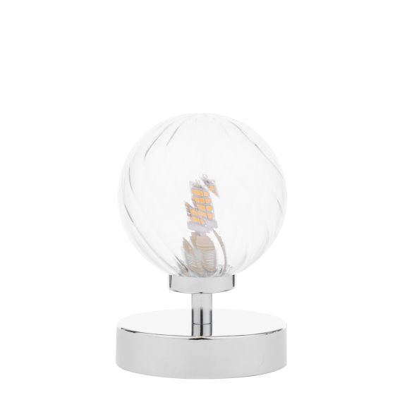 Där Lighting Esben Touch Table Lamp Polished Chrome With Twisted Glass