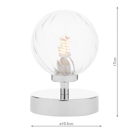 Där Lighting Esben Touch Table Lamp Polished Chrome With Twisted Glass