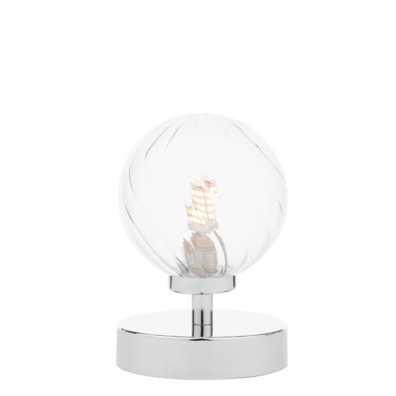 där lighting Esben Touch Table Lamp Polished Chrome With Twisted Glass