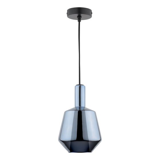 Där Lighting Esmeralda Single Pendant Blue Glass And Opal Glass