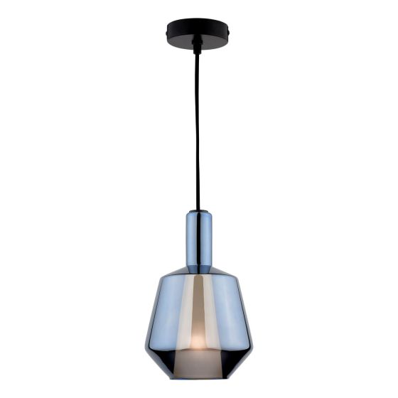 där lighting Esmeralda Single Pendant Blue Glass and Opal Glass