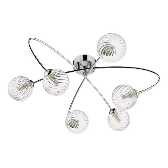Där Lighting Etta 6 Light Semi Flush Polished Chrome Clear Glass