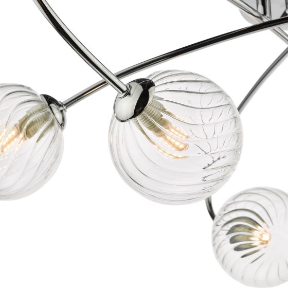 Där Lighting Etta 6 Light Semi Flush Polished Chrome Clear Glass