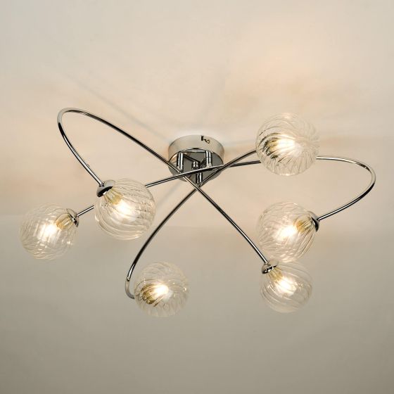 Där Lighting Etta 6 Light Semi Flush Polished Chrome Clear Glass