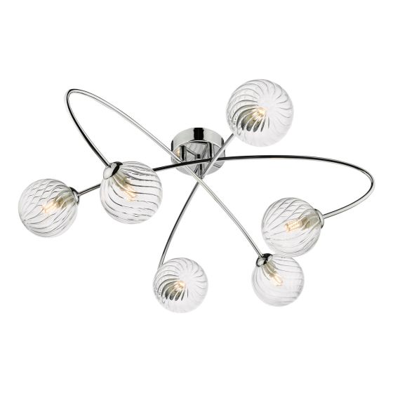 där lighting Etta 6 Light Semi Flush Polished Chrome Clear Glass