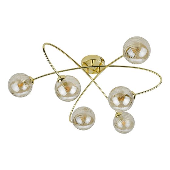Där Lighting Etta 6 Light Semi Flush Polished Gold Champagne Glass