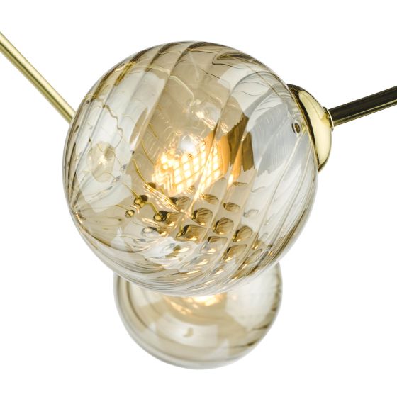 Där Lighting Etta 6 Light Semi Flush Polished Gold Champagne Glass