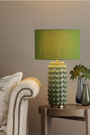 Där Lighting Etzel Table Lamp Green Antique Brass With Shade