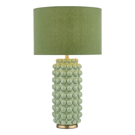 där lighting Etzel Table Lamp Green Antique Brass With Shade