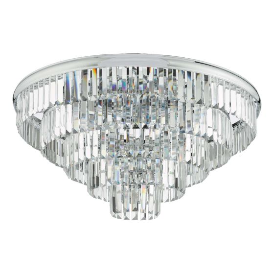 Där Lighting Eulalia 12 Light Flush Polished Chrome Crystal