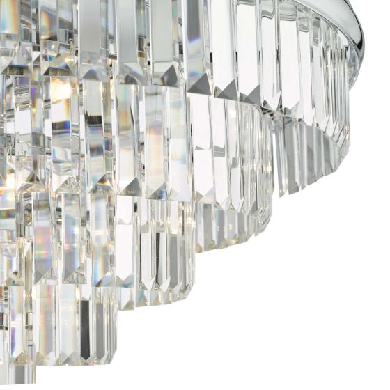 Där Lighting Eulalia 12 Light Flush Polished Chrome Crystal