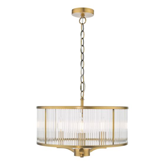 Där Lighting Evelyn 3 Light Pendant Antique Bronze And Glass