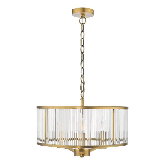 Där Lighting Evelyn 3 Light Pendant Antique Bronze And Glass