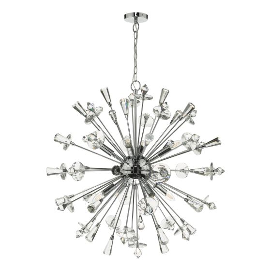 Där Lighting Exodus 8 Light Pendant Polished Chrome Crystal