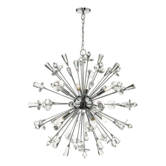 där lighting Exodus 8 Light Pendant Polished Chrome Crystal