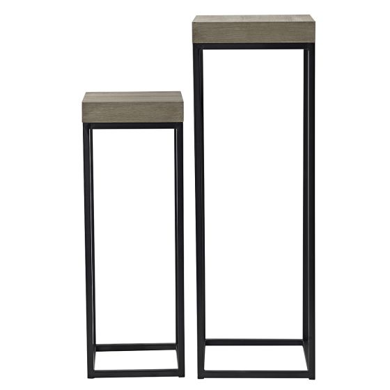 där lighting Fabio Nest of 2 Plant Stand Oak Style Effect