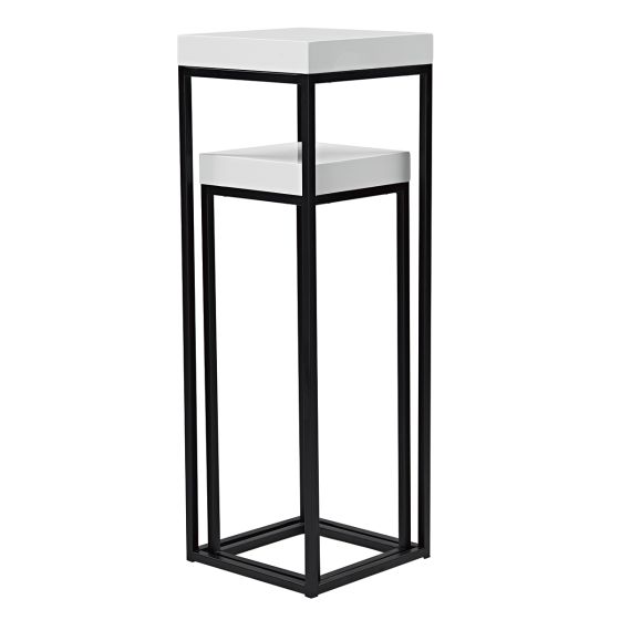 Där Lighting Fabio Nest Of 2 Plant Stands White Gloss Top
