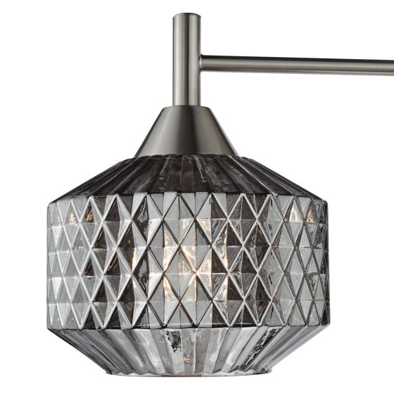 Där Lighting Fabrienne 3 Light Semi-Flush Satin Nickel And Smoked Glass