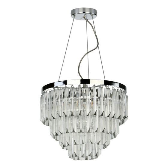 Där Lighting Fame 5 Light Pendant Polished Chrome Glass