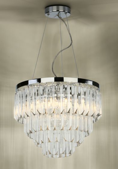 Där Lighting Fame 5 Light Pendant Polished Chrome Glass