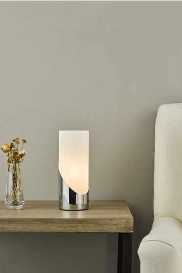 Där Lighting Faris Touch Table Lamp Polished Chrome Opal Glass