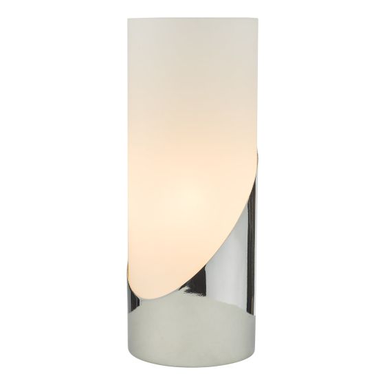 där lighting Faris Touch Table Lamp Polished Chrome Opal Glass