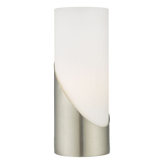 Där Lighting Faris Touch Table Lamp Satin Nickel Opal Glass