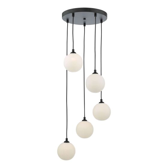 där lighting Federico 5 Light Cluster Pendant Black Opal Glass
