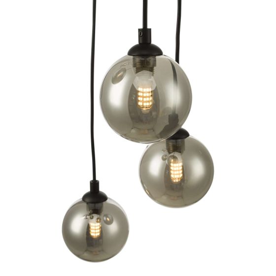 Där Lighting Federico 5 Light Cluster Pendant Black Smoked Glass