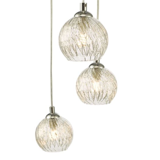 Där Lighting Federico 5 Light Cluster Pendant Polished Chrome Clear/Wire Glass