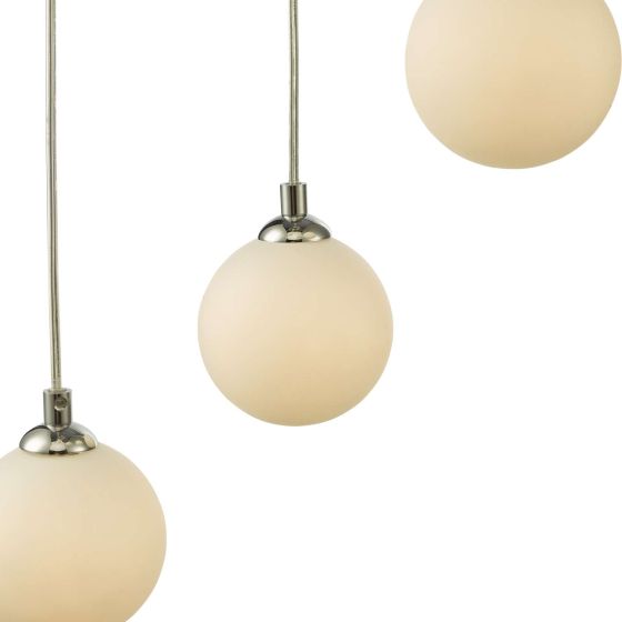 Där Lighting Federico 5 Light Cluster Pendant Polished Chrome Opal Glass