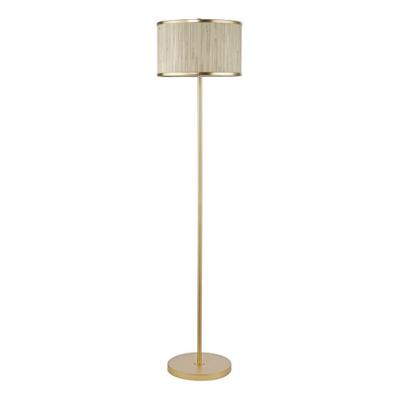 Där Lighting Fenella 3 Light Floor Lamp Gold Leaf And Seagrass