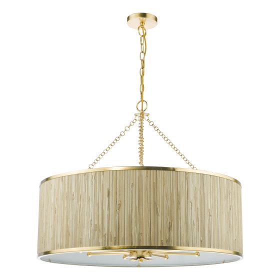 Där Lighting Fenella 8 Light Pendant Gold Leaf And Seagrass Shade