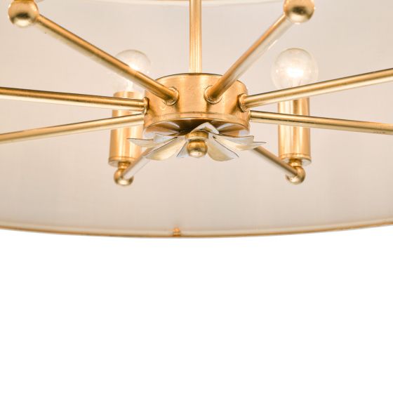 Där Lighting Fenella 8 Light Pendant Gold Leaf And Seagrass Shade