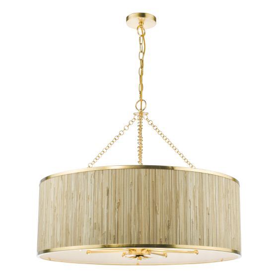 där lighting Fenella 8 Light Pendant Gold Leaf and Seagrass Shade
