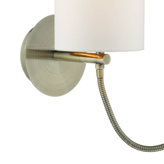 Där Lighting Feta Wall Light LED Antique Brass With Shade