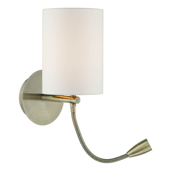 där lighting Feta Wall Light LED Antique Brass With Shade