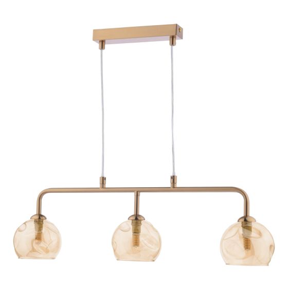 Där Lighting Feya 3 Light Bar Pendant Antique Bronze & Champagne Dimpled Glass