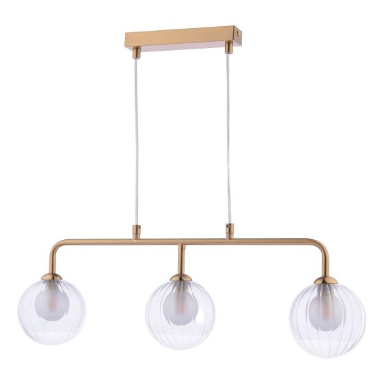 Där Lighting Feya 3 Light Bar Pendant Antique Bronze & Clear/Opal Glass
