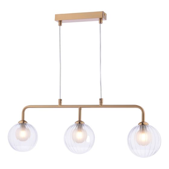 där lighting Feya 3 Light Bar Pendant Antique Bronze & Clear/Opal Glass