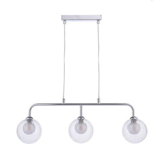 Där Lighting Feya 3 Light Bar Pendant Polished Chrome & Clear/Opal Glass