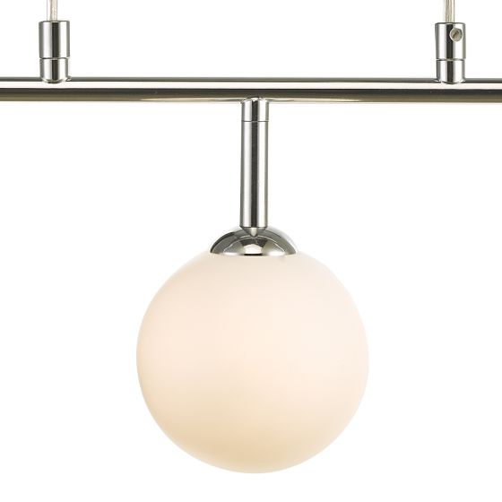 Där Lighting Feya 3 Light Bar Pendant Polished Chrome Opal Glass